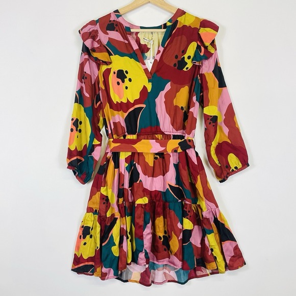 Marine Layer Dresses & Skirts - NEW Marine‎ Layer Women Medium Elise Dress Exploded Floral Ruffle Tiered Bold